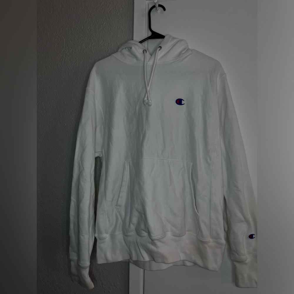 Champion white hoodie sweater.